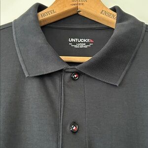 Untuckit Damaschino Black Polo Shirt Sz L w MEASUREMENTS